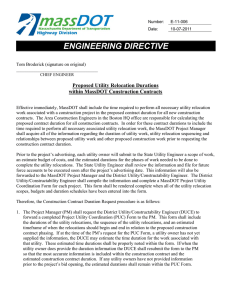 ENGINEERING DIRECTIVE Proposed Utility Relocation Durations within MassDOT Construction Contracts