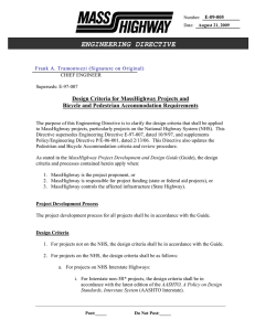 ENGINEERING DIRECTIVE Design Criteria for MassHighway Projects and