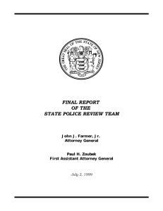 FINAL REPORT OF THE STATE POLICE REVIEW TEAM