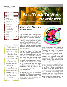 Fast Track To Work Newsletter From The Director