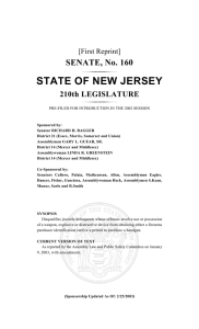 STATE OF NEW JERSEY SENATE, No. 160 210th LEGISLATURE [First Reprint]