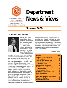 Department News &amp; Views Summer 2000 On Values and Value$