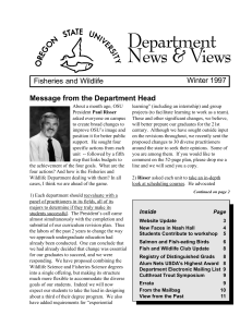 Department News &amp; Views Winter 1997 Fisheries and Wildlife