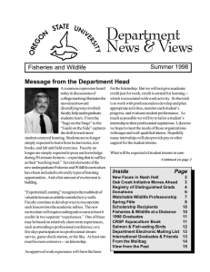 Department News &amp; Views Summer 1998 Fisheries and Wildlife