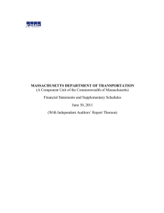 MASSACHUSETTS DEPARTMENT OF TRANSPORTATION Financial Statements and Supplementary Schedules