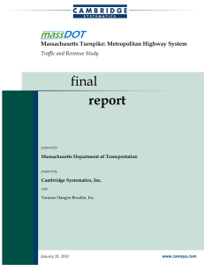 final report Massachusetts Turnpike: Metropolitan Highway System Traffic and Revenue Study