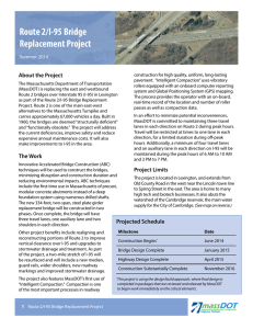 Route 2/I-95 Bridge Replacement Project About the Project Summer 2014