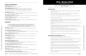 MLA  Works Cited  Documentation Guide General rules: