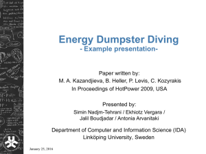 Energy Dumpster Diving - Example presentation-