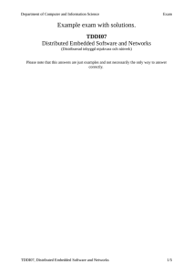 Example exam with solutions. TDDI07 Distributed Embedded Software and Networks