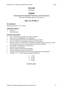 EXAM TDDI07 Distributed Embedded Software and Networks
