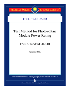 Test Method for Photovoltaic Module Power Rating FSEC Standard 202-10