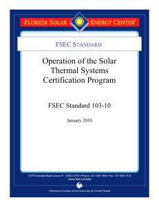 Operation of the Solar Thermal Systems Certification Program