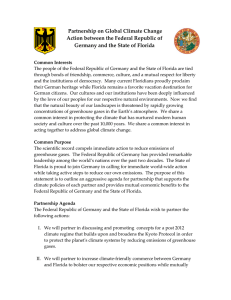  Partnership on Global Climate Change  Action between the Federal Republic of  Germany and the State of Florida 