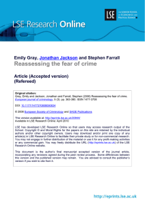 Reassessing the fear of crime  Emily Gray, and Stephen Farrall
