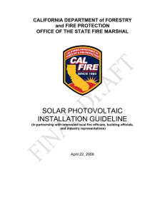 SOLAR PHOTOVOLTAIC INSTALLATION GUIDELINE CALIFORNIA DEPARTMENT of FORESTRY and FIRE PROTECTION