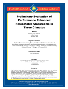 Preliminary Evaluation of Performance Enhanced Relocatable Classrooms in Three Climates