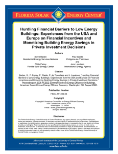 Hurdling Financial Barriers to Low Energy Europe on Financial Incentives and