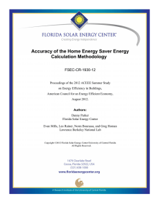 Accuracy of the Home Energy Saver Energy Calculation Methodology  FSEC-CR-1930-12