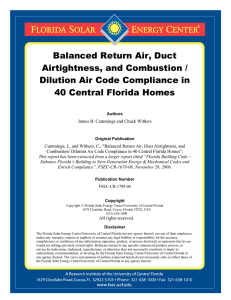 Balanced Return Air, Duct Airtightness, and Combustion / 40 Central Florida Homes