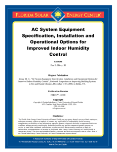 AC System Equipment Specification, Installation and Operational Options for Improved Indoor Humidity