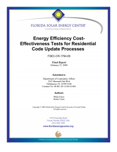 Energy Efficiency Cost- Effectiveness Tests for Residential Code Update Processes