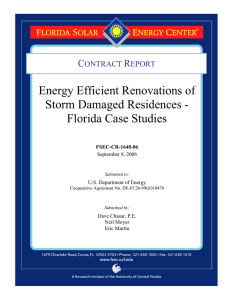 Energy Efficient Renovations of Storm Damaged Residences - Florida Case Studies C