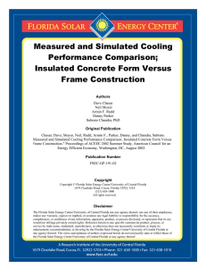 Measured and Simulated Cooling Performance Comparison; Insulated Concrete Form Versus Frame Construction