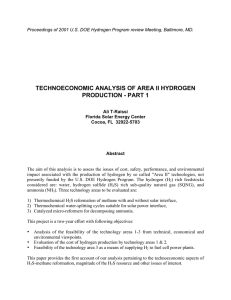 TECHNOECONOMIC ANALYSIS OF AREA II HYDROGEN PRODUCTION - PART 1