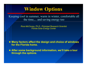 Window Options Keeping cool in summer, warm in winter, comfortable all