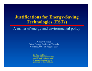 Justifications for Energy-Saving Technologies (ESTs) A matter of energy and environmental policy