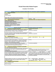 Florida Photovoltaic Rebate Program  Acceptance Test Checklist