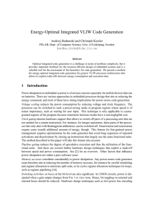 Energy-Optimal Integrated VLIW Code Generation Andrzej Bednarski and Christoph Kessler {