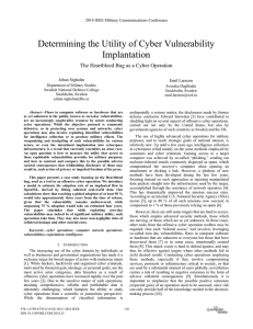 Determining the Utility of Cyber Vulnerability Implantation Johan Sigholm