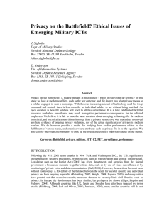 Privacy on the Battlefield? Ethical Issues of Emerging Military ICTs
