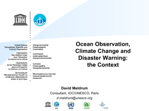Ocean Observation, Climate Change and Disaster Warning: the Context