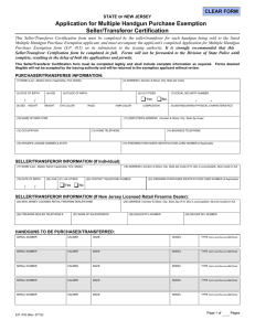Application for Multiple Handgun Purchase Exemption Seller/Transferor Certification CLEAR FORM