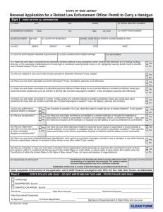 Renewal Application for a Retired Law Enforcement Officer Permit to... Part 1 STATE OF NEW JERSEY