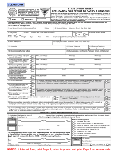 APPLICATION FOR PERMIT TO CARRY A HANDGUN STATE OF NEW JERSEY