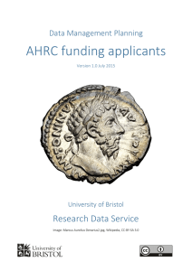 AHRC funding applicants Research Data Service Data Management Planning University of Bristol