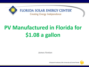 PV Manufactured in Florida for  James Fenton