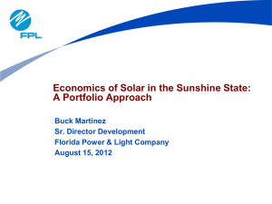 Economics of Solar in the Sunshine State: A Portfolio Approach  Buck Martinez