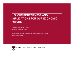 U.S. COMPETITIVENESS AND IMPLICATIONS FOR OUR ECONOMIC FUTURE Professor Michael E. Porter