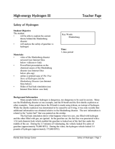 High-energy Hydrogen III Teacher Page Safety of Hydrogen
