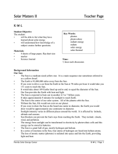 Solar Matters II  Teacher Page K-W-L