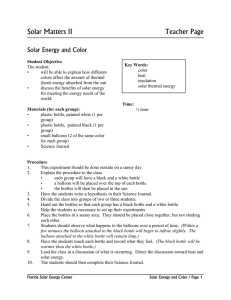 Solar Matters II  Teacher Page Solar Energy and Color