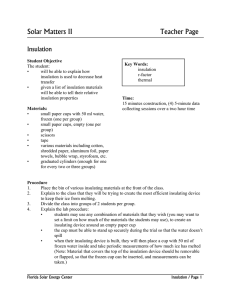 Solar Matters II Teacher Page Insulation