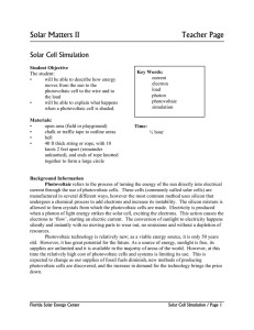 Solar Matters II  Teacher Page Solar Cell Simulation