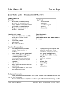 Solar Matters III  Teacher Page Junior Solar Sprint – Introduction &amp; Overview