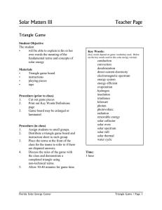 Solar Matters III Teacher Page Triangle Game Student Objective